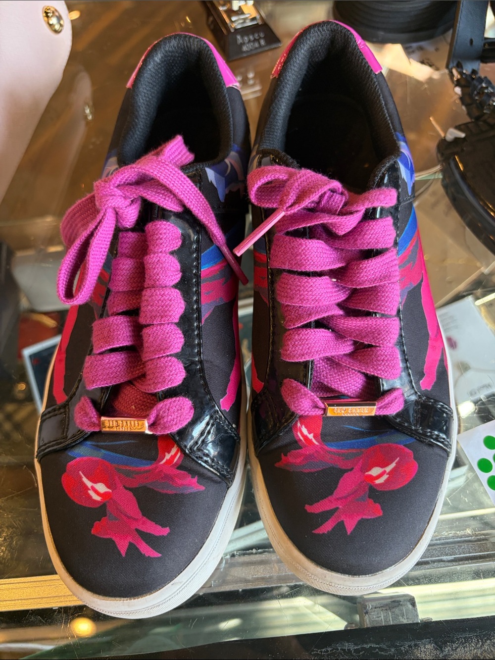 Ted Baker Black Sneakers with Pink Floral Print